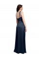 Magasins de Bleu marine foncé Trapèze Satiné Stretch Longue Formelles Robes demoiselle d'honneur / Robes de soirée / Robes de bal