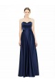 Magasins de Bleu marine foncé Trapèze Satiné Stretch Longue Formelles Robes demoiselle d'honneur / Robes de soirée