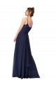 Magasins de Bleu marine foncé Trapèze Scoop Mousseline Dentelle Longue Robes demoiselle d'honneur