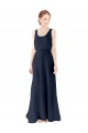 Magasins de Bleu marine foncé Trapèze Scoop Mousseline Longue Robes demoiselle d'honneur
