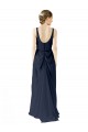 Magasins de Bleu marine foncé Trapèze Scoop Mousseline Longue Robes demoiselle d'honneur