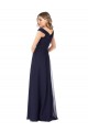 Magasins de Bleu marine foncé Trapèze Épaule Dénudée Mousseline Longue Robes demoiselle d'honneur