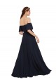 Magasins de Bleu marine foncé Trapèze Épaule Dénudée Mousseline Longue Robes demoiselle d'honneur / Robes de bal
