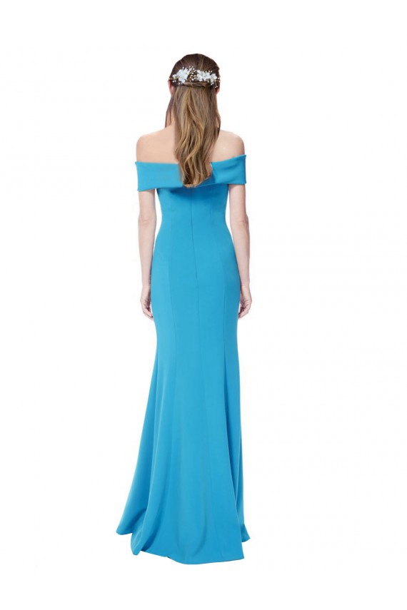 Magasins de Bleu paon Fourreau Épaule Dénudée Crêpe Stretch Longue Formelles Robes demoiselle d'honneur / Robes de soirée / Robes de bal