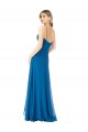 Magasins de Bleu paon Trapèze Bretelles spaghetti Mousseline Longue Robes demoiselle d'honneur