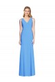 Magasins de Bleu paon Trompette Col V Crêpe Stretch Longue Robes demoiselle d'honneur / Robes de bal