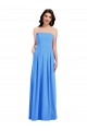 Magasins de Bleu paon Trompette Sans bretelle Crêpe Stretch Longue Robes demoiselle d'honneur / Robes de bal