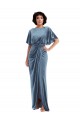 Magasins de Bleu poussiéreux Fourreau Velours Stretch Longue Robes demoiselle d'honneur / Robes de bal