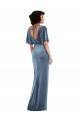 Magasins de Bleu poussiéreux Fourreau Velours Stretch Longue Robes demoiselle d'honneur / Robes de bal
