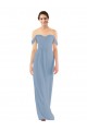 Magasins de Bleu poussiéreux Fourreau Épaule Dénudée Mousseline Longue Robes demoiselle d'honneur