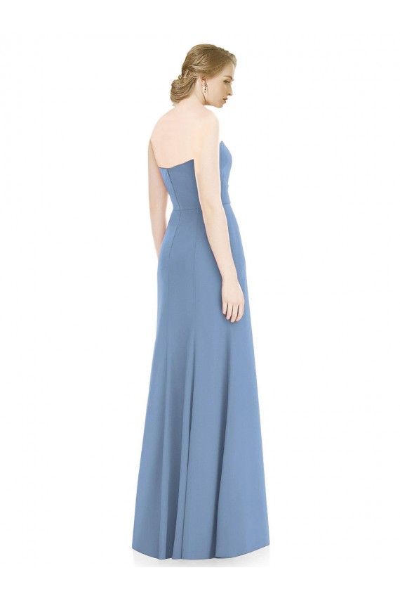 Magasins de Bleu poussiéreux Sirène Sans bretelle Mousseline Longue Robes demoiselle d'honneur
