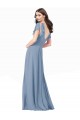 Magasins de Bleu poussiéreux Trapèze Col V Mousseline Longue Robes demoiselle d'honneur / Robes de bal