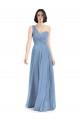 Magasins de Bleu poussiéreux Trapèze Mousseline Longue Robes demoiselle d'honneur