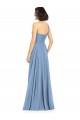 Magasins de Bleu poussiéreux Trapèze Mousseline Longue Robes demoiselle d'honneur