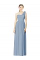 Magasins de Bleu poussiéreux Trapèze Mousseline Longue Robes demoiselle d'honneur