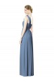 Magasins de Bleu poussiéreux Trapèze Mousseline Longue Robes demoiselle d'honneur