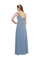 Magasins de Bleu poussiéreux Trapèze Mousseline Longue Robes demoiselle d'honneur
