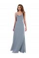 Magasins de Bleu poussiéreux Trapèze Mousseline Longue Robes demoiselle d'honneur