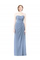 Magasins de Bleu poussiéreux Trapèze Sans bretelle Mousseline Longue Robes demoiselle d'honneur