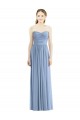 Magasins de Bleu poussiéreux Trapèze Sans bretelle Mousseline Longue Robes demoiselle d'honneur