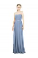 Magasins de Bleu poussiéreux Trapèze Sans bretelle Mousseline Longue Robes demoiselle d'honneur