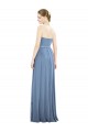 Magasins de Bleu poussiéreux Trapèze Sans bretelle Mousseline Longue Robes demoiselle d'honneur