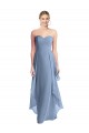 Magasins de Bleu poussiéreux Trapèze Sans bretelle Mousseline Longue Robes demoiselle d'honneur