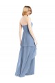 Magasins de Bleu poussiéreux Trapèze Sans bretelle Mousseline Longue Robes demoiselle d'honneur