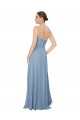 Magasins de Bleu poussiéreux Trapèze Sans bretelle Mousseline Longue Robes demoiselle d'honneur