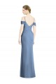 Magasins de Bleu poussiéreux Trapèze Épaule Dénudée Mousseline Longue Formelles Robes demoiselle d'honneur / Robes de soirée