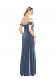Magasins de Bleu poussiéreux Trapèze Épaule Dénudée Sans bretelle Velours Stretch Longue Robes demoiselle d'honneur / Robes de bal