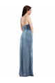 Magasins de Bleu poussiéreux Trompette Bretelles spaghetti Velours Stretch Longue Formelles Robes demoiselle d'honneur / Robes de soirée / Robes de bal