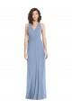 Magasins de Bleu poussiéreux Trompette Licou Col V Mousseline Longue Formelles Robes demoiselle d'honneur / Robes de soirée