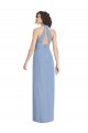 Magasins de Bleu poussiéreux Trompette Licou Col V Mousseline Longue Formelles Robes demoiselle d'honneur / Robes de soirée