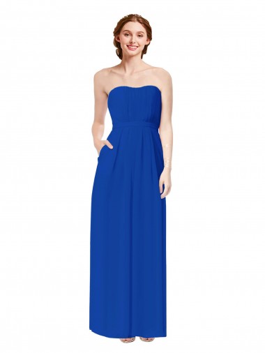 Magasins de Bleu roi Fourreau Mousseline Longue Robes demoiselle d'honneur