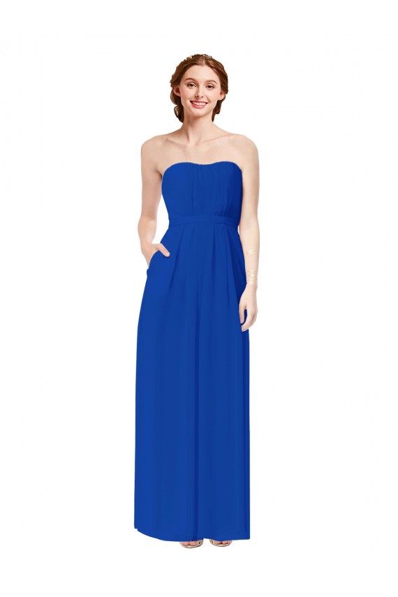 Magasins de Bleu roi Fourreau Mousseline Longue Robes demoiselle d'honneur