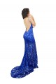 Magasins de Bleu roi Sirène Col Haut Dentelle Longue Robes demoiselle d'honneur / Robes de bal