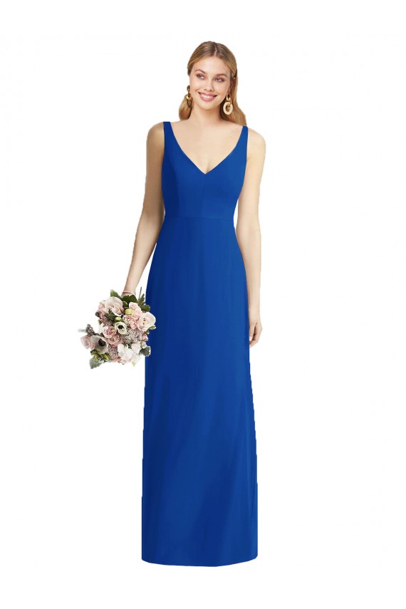 Magasins de Bleu roi Sirène Sans bretelle Mousseline Longue Robes demoiselle d'honneur