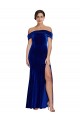 Magasins de Bleu roi Sirène Épaule Dénudée Velours Stretch Longue Formelles Robes demoiselle d'honneur / Robes de soirée / Robes de bal