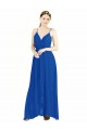 Magasins de Bleu roi Trapèze Bretelles spaghetti Col V Mousseline Longue Robes demoiselle d'honneur