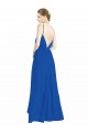 Magasins de Bleu roi Trapèze Bretelles spaghetti Col V Mousseline Longue Robes demoiselle d'honneur