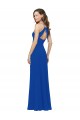 Magasins de Bleu roi Trapèze Bretelles spaghetti Col V Mousseline Longue Robes demoiselle d'honneur