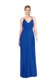 Magasins de Bleu roi Trapèze Bretelles spaghetti Col V Mousseline Longue Robes demoiselle d'honneur