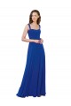 Magasins de Bleu roi Trapèze Col Carré Mousseline Longue Robes demoiselle d'honneur