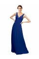 Magasins de Bleu roi Trapèze Col V Mousseline Longue Robes demoiselle d'honneur
