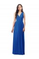 Magasins de Bleu roi Trapèze Col V Mousseline Longue Robes demoiselle d'honneur