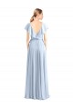 Magasins de Bleu roi Trapèze Col V Mousseline Longue Robes demoiselle d'honneur