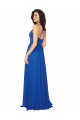 Magasins de Bleu roi Trapèze Col V Mousseline Longue Robes demoiselle d'honneur