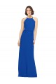 Magasins de Bleu roi Trapèze Col bijou Mousseline Longue Robes demoiselle d'honneur
