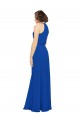 Magasins de Bleu roi Trapèze Col bijou Mousseline Longue Robes demoiselle d'honneur
